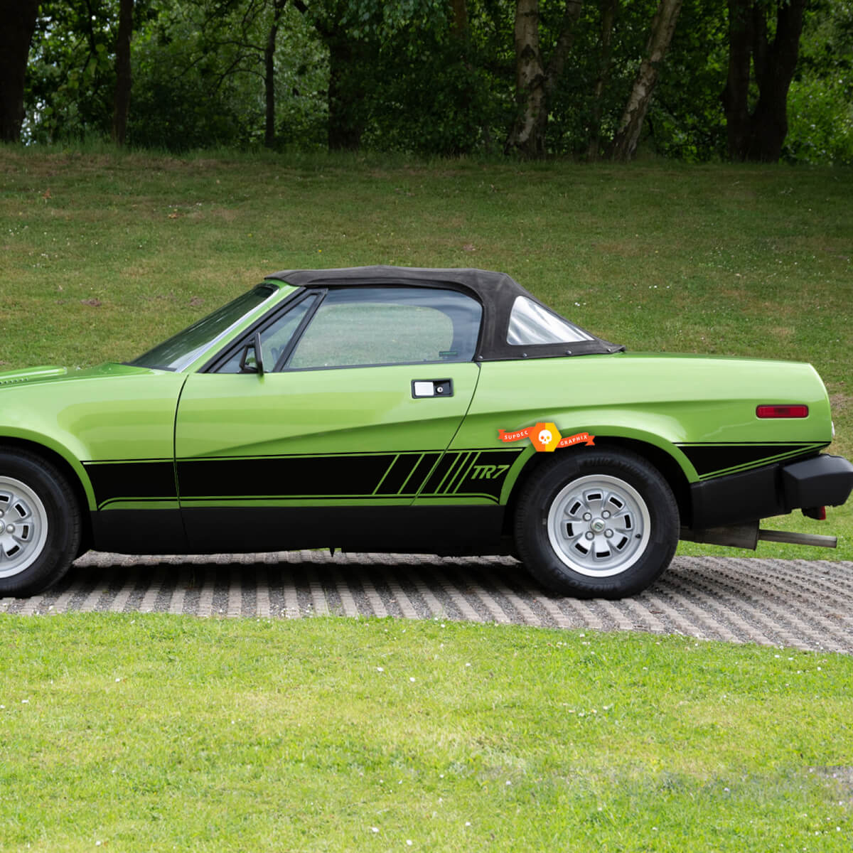 Pair Triumph Tr7 Stripes Remake Of Original Style Set Of Side Rocker Panel Doors Lines Stripes Stickers Decals