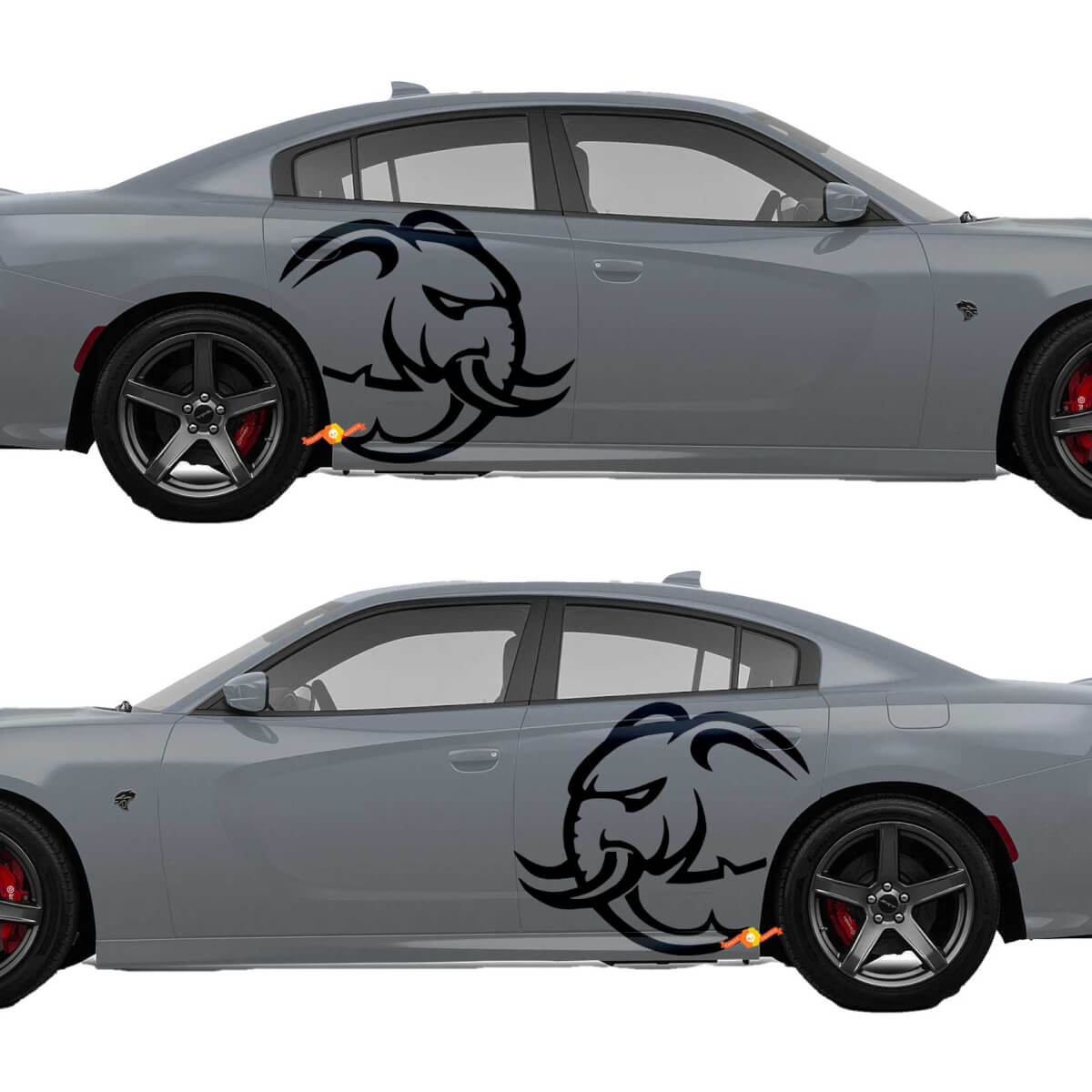 HUGE Dodge Challenger or Charger Hellelephant logo Side Stickers Decals Vinyl Graphics