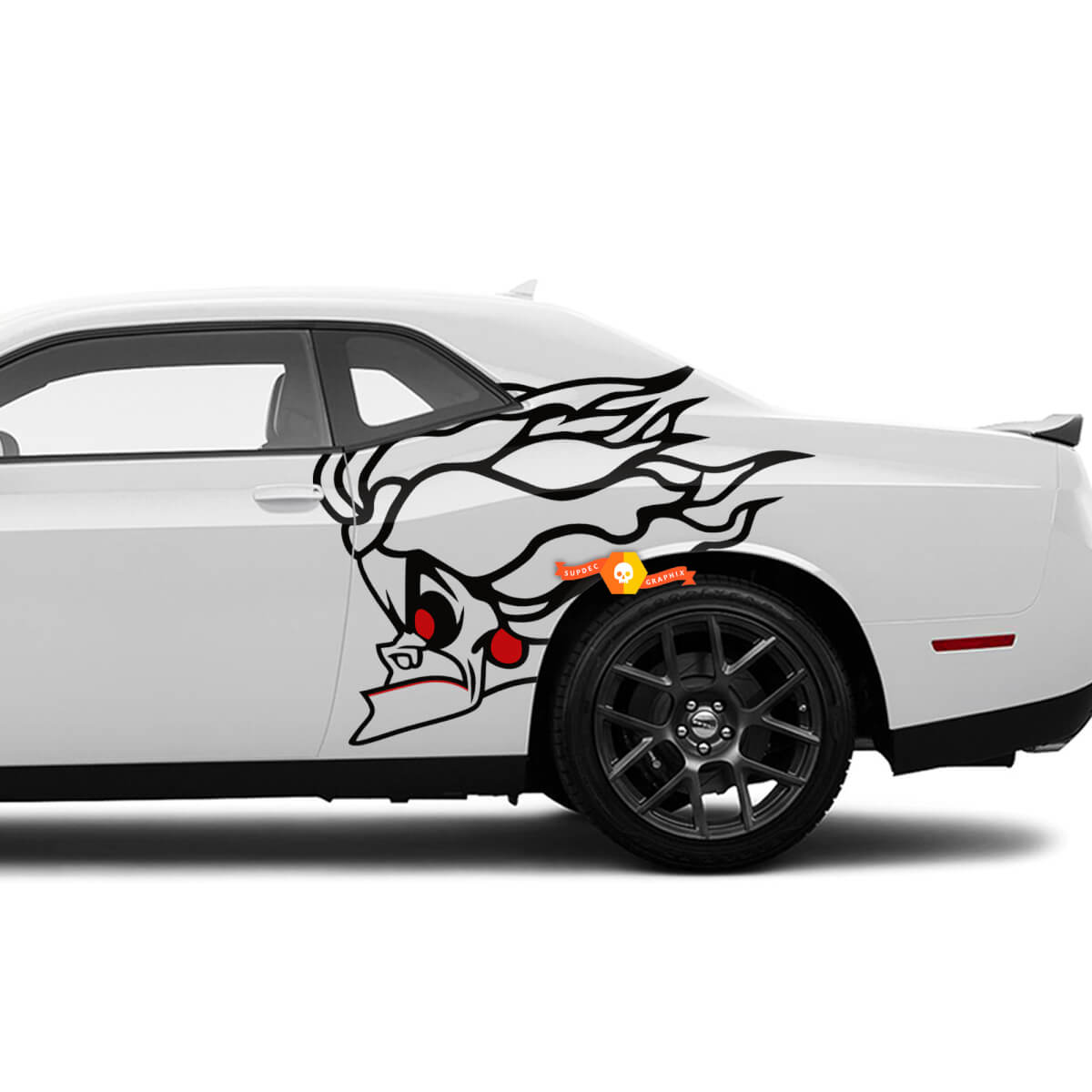 Pair Dodge Challenger Cruella de Vil SRT Scat Pack Side Rear Fender Stickers Decals Vinyl Graphics