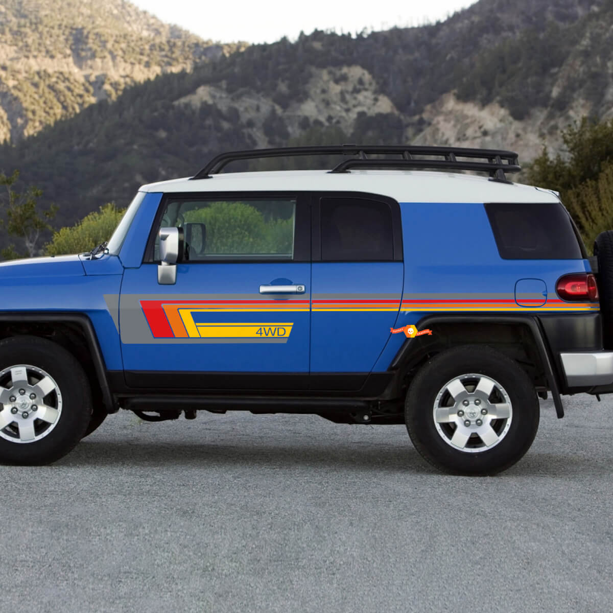 4WD Vintage Stripes for Toyota FJ Cruiser Side Doors Decal Sticker
