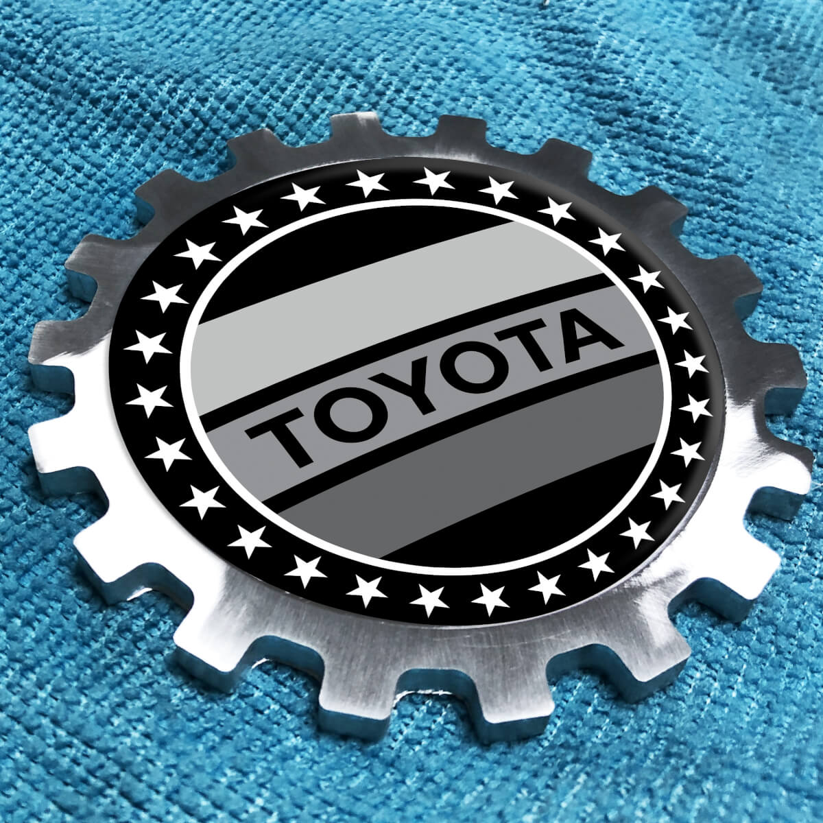 Toyota Abu Vintage Logam Aluminium Badge Tempat Tidur Gear Emblem Aluminium
