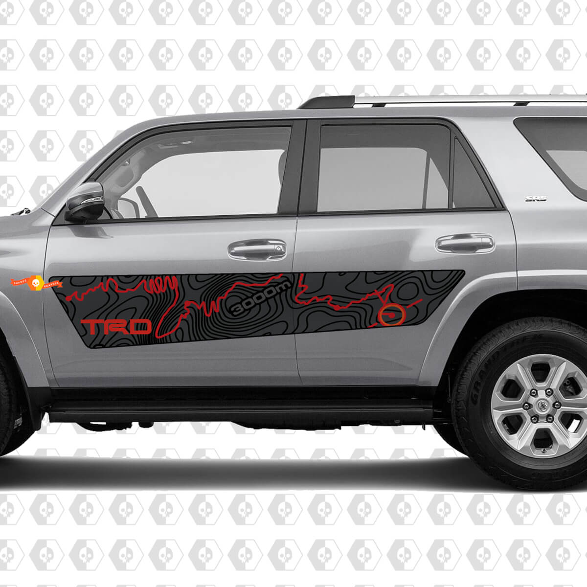 Pair of NEW TRD style Topographic Sticker Decal designed for Toyota 4Runner
