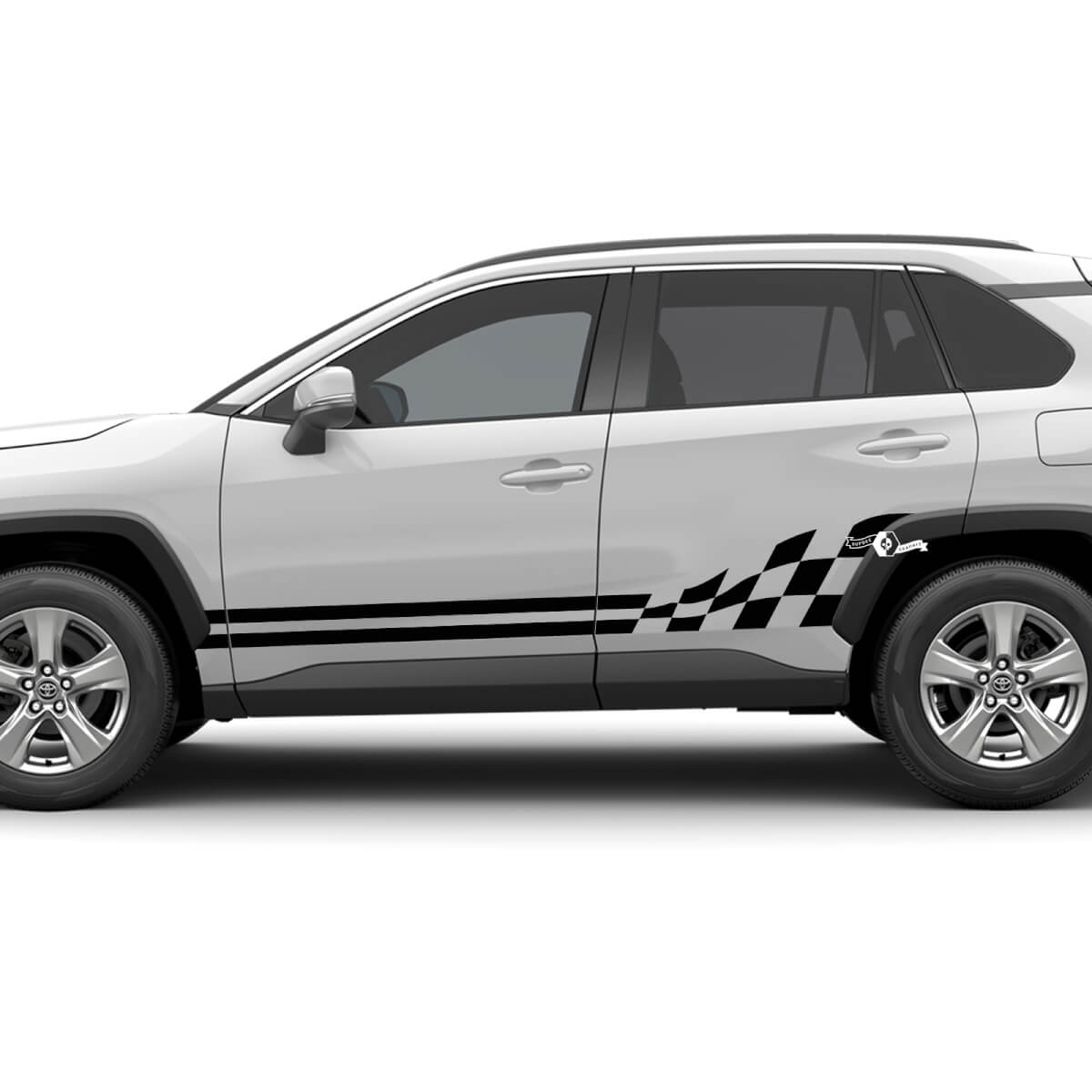 Side Lower Panel rocker Panel Checkered Flag Graphics Sticker Kit fits Toyota RAV4 vinyl decal