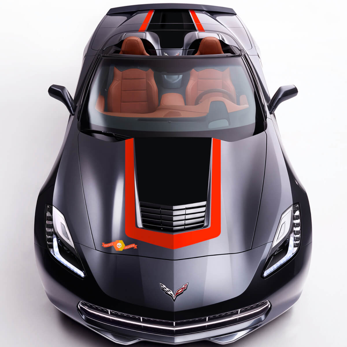 Chevy Chevrolet C7 Stingray Grand Sport GT1 C7R Outer Hood Stripe Vinyl Decal Sticker