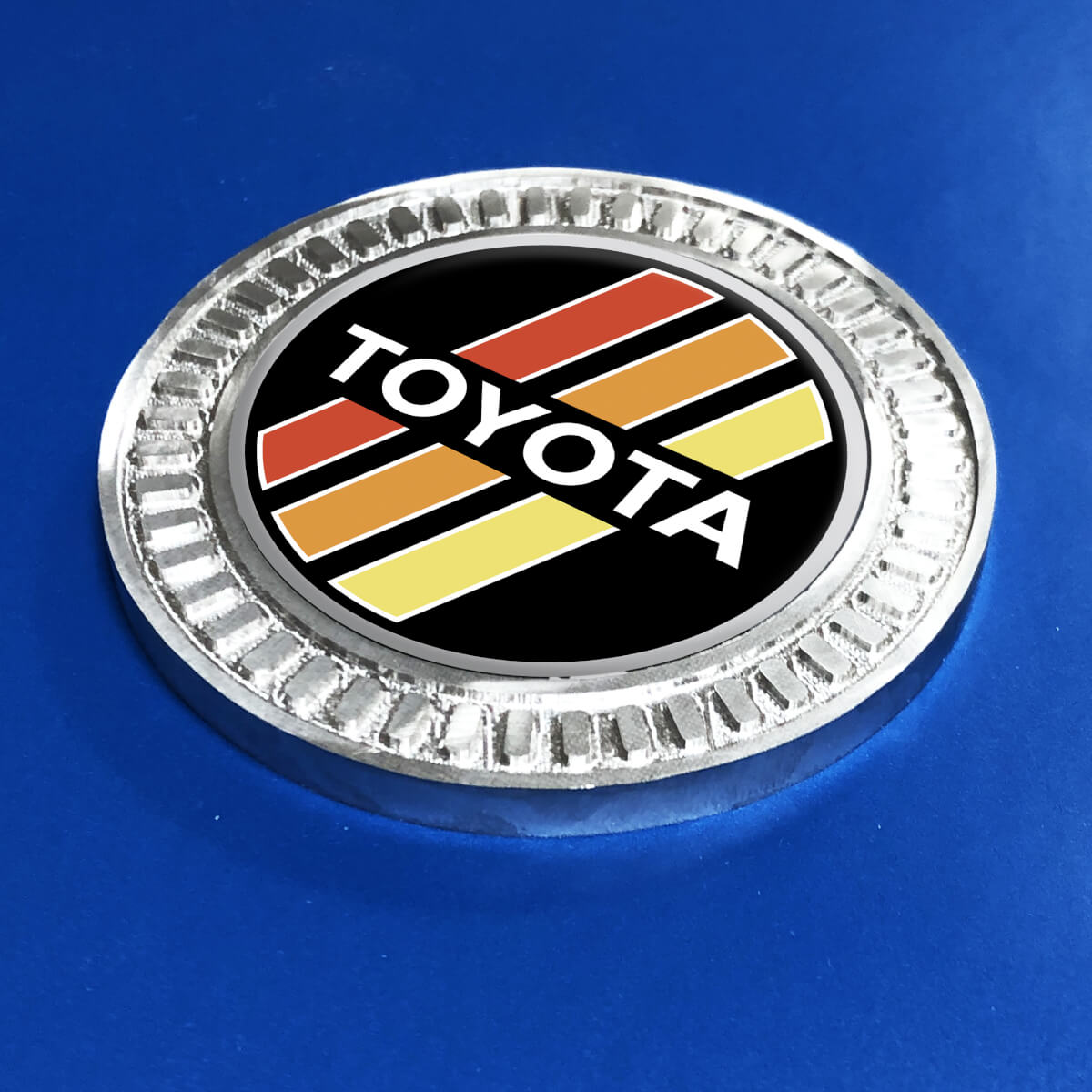 3D Badge Toyota Vintage TRD Retro Heritage Racing Stripes Metal Aluminum Emblem 3