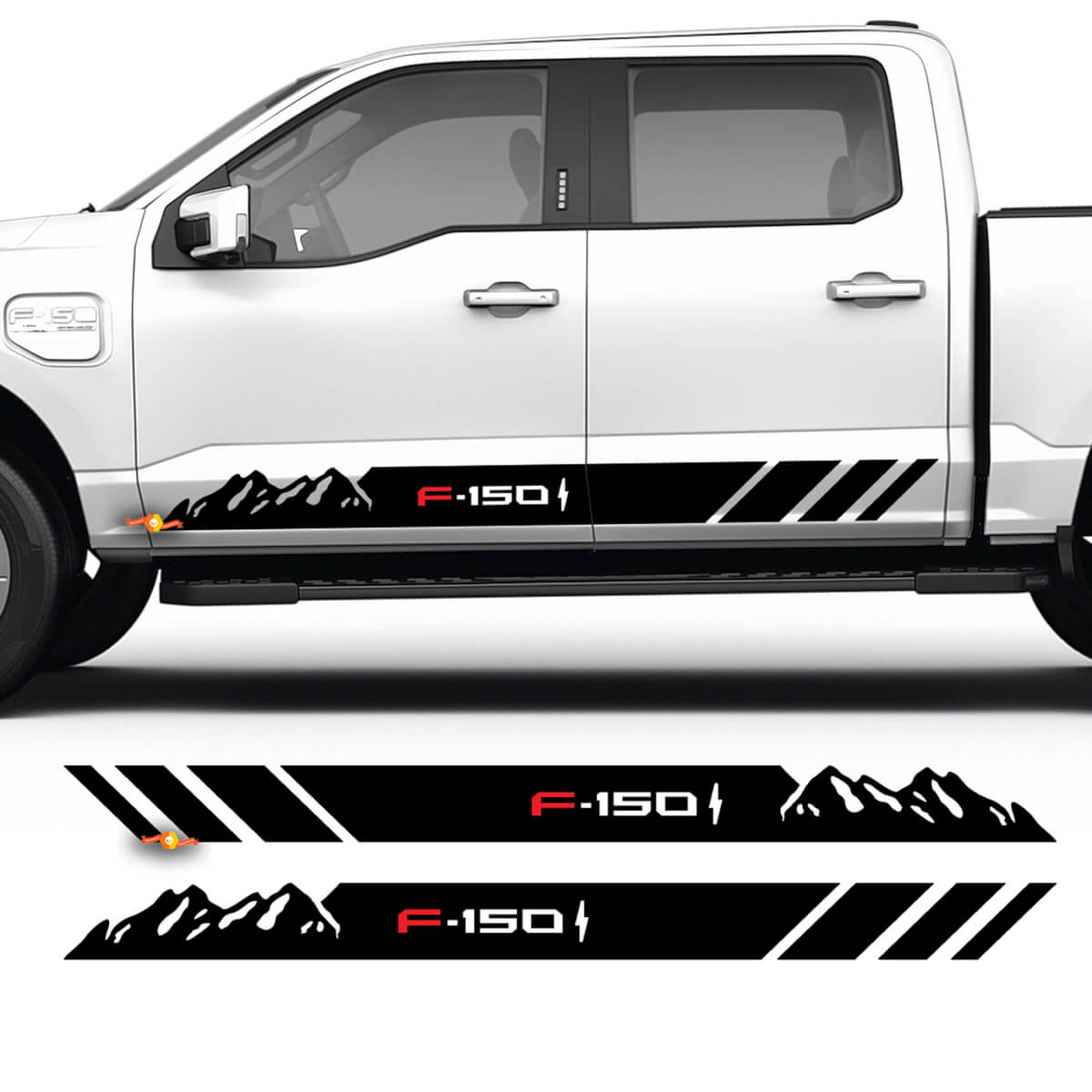 Pair Rocker Panel Mountains Stripes Body Decals Side Stickers Graphics Vinyl for Ford F-150 Lightning
