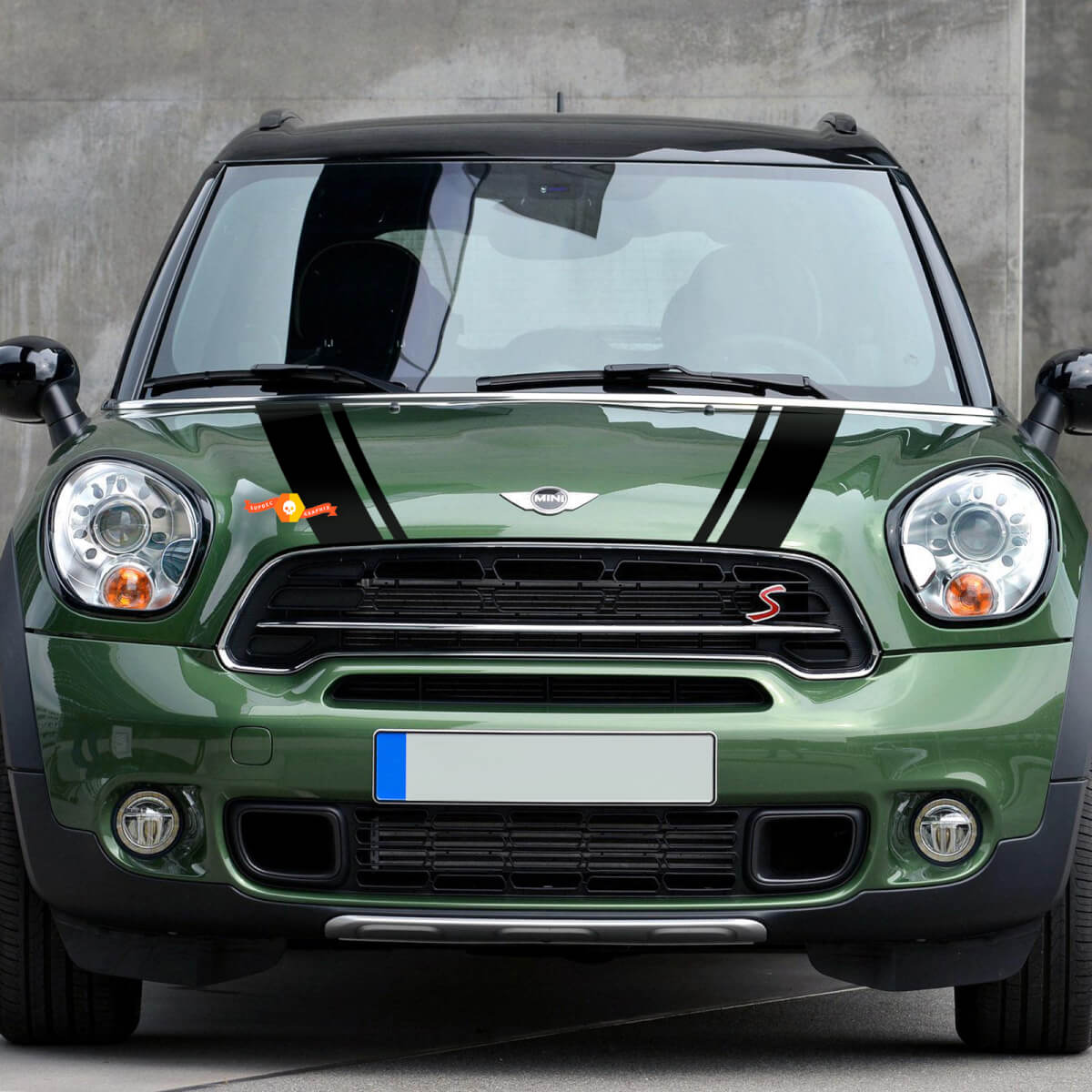 Mini Cooper Countryman JCW Hood Bonnet and Rear stripes Decal Graphics sticker

