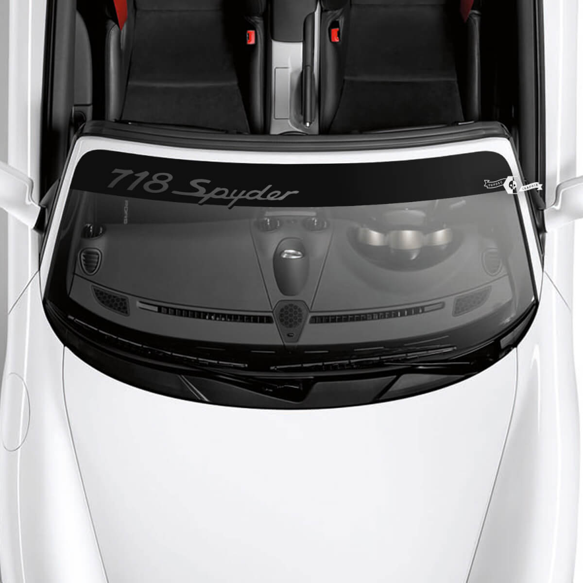 Porsche 718 Spyder Logo Windshield with Background Stripes Kit Decal Sticker