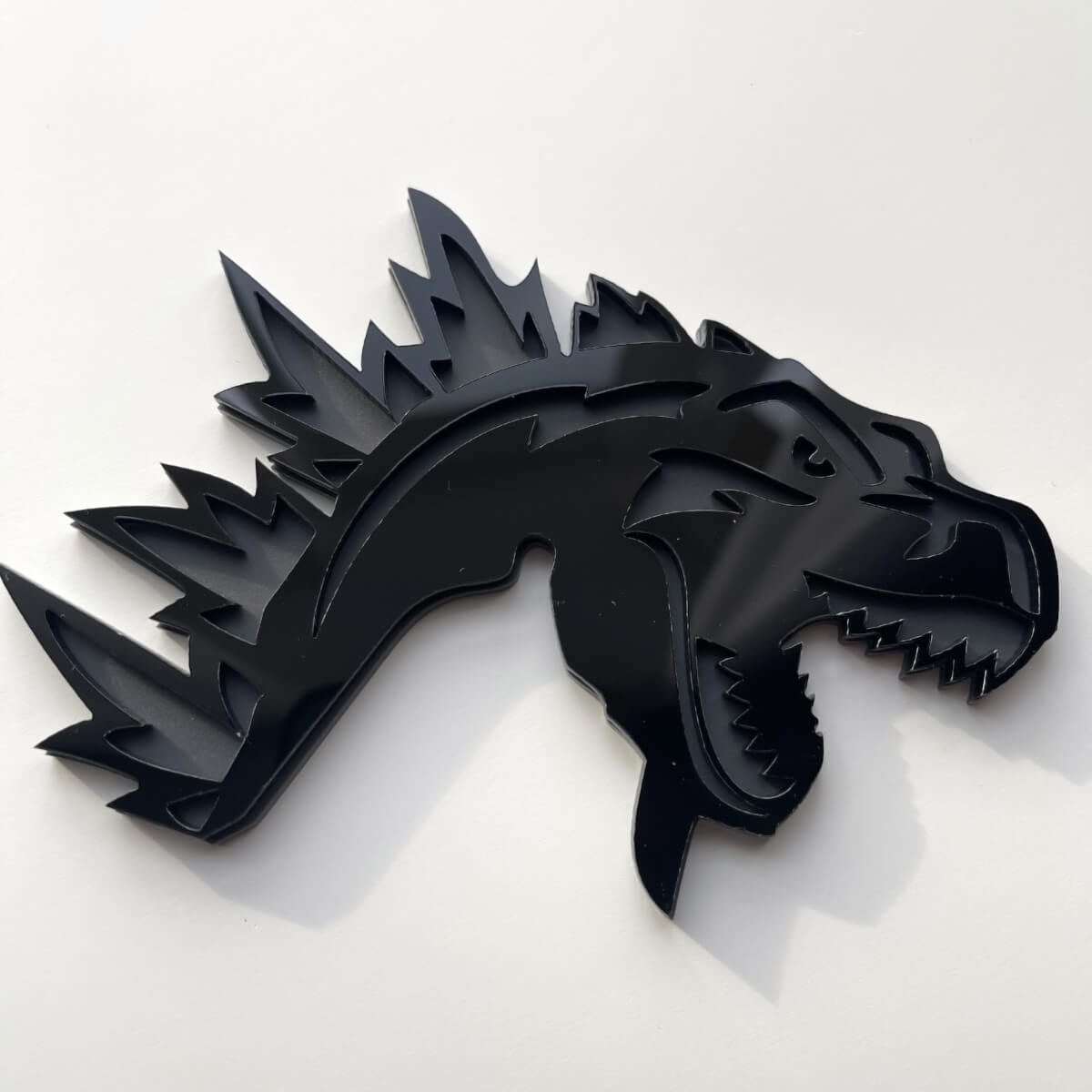 Custom 3D Badge Godzilla Angry logo Fender Badges Emblem Gray and Black