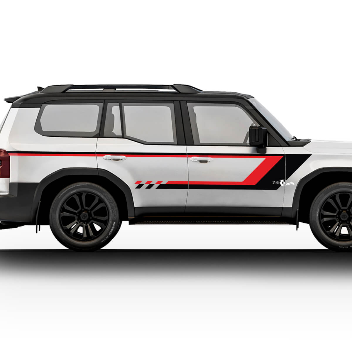 Toyota Land Cruiser Vintage Side Doors Checkered Stripes Stickers Decals Vinyl Graphic Stickers Decals Kit
