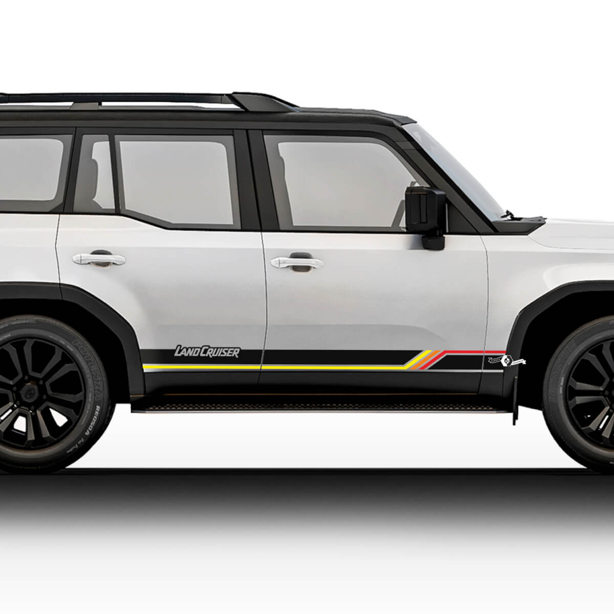 Toyota Land Cruiser Logo Vintage સાઇડ દરવાજા સ્ટ્રાઇપ્સ સ્ટિકર્સ ડેકલ્સ વિનાઇલ ગ્રાફિક સ્ટિકર્સ ડેકલ્સ કિટ
