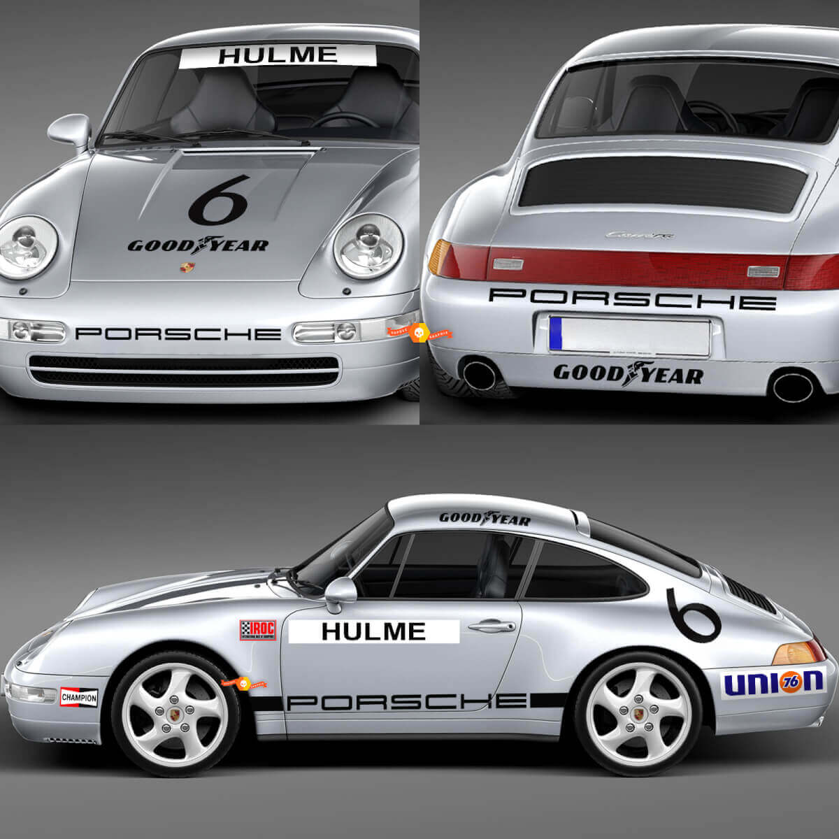 1974 Porsche 911 Racing Sticker Decal Set - Classic Vinyl Graphics for Restoration and Customization