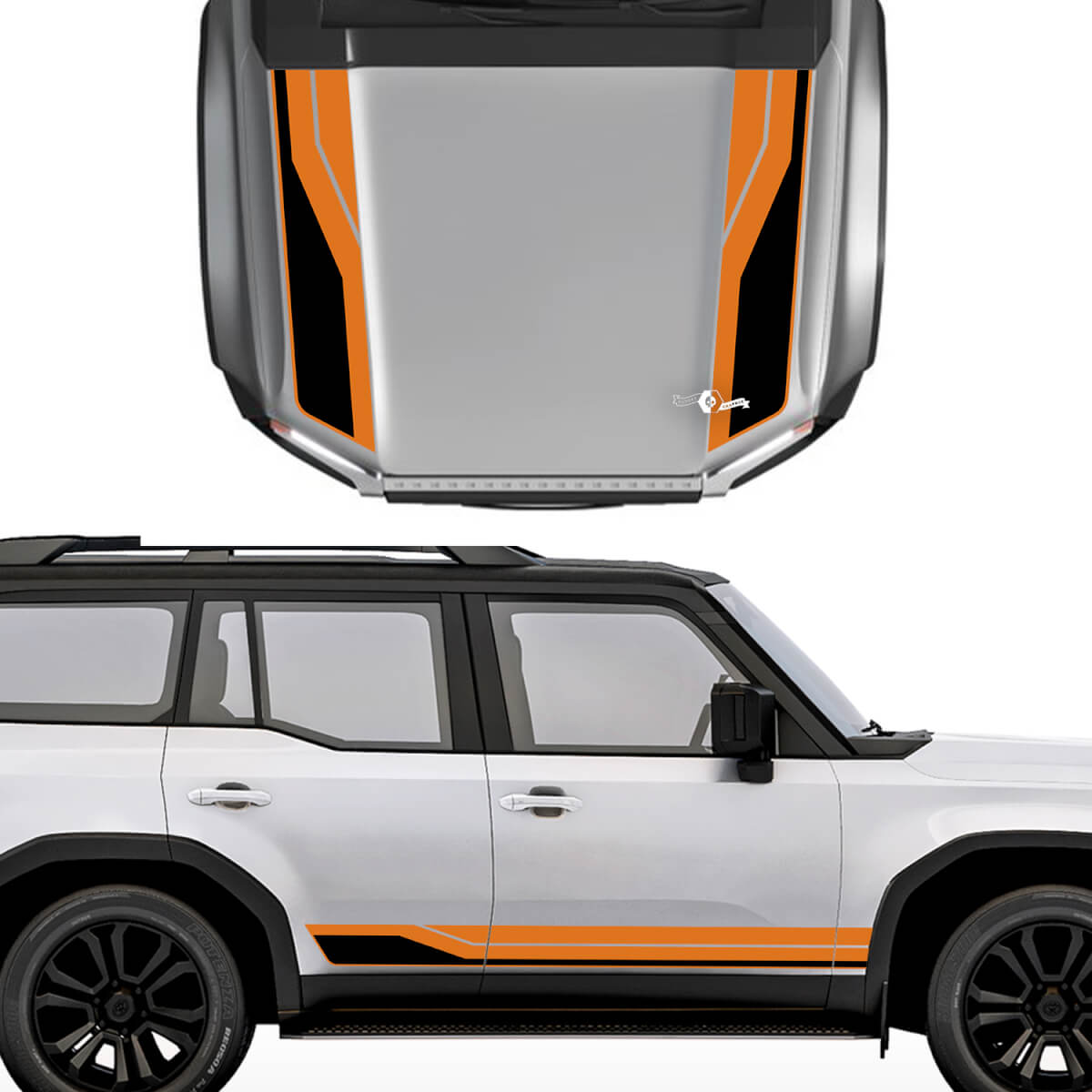 Toyota Land Cruiser Prado Hood and Sides Stripes Decals Sticker - Vinyl Graphic Kit