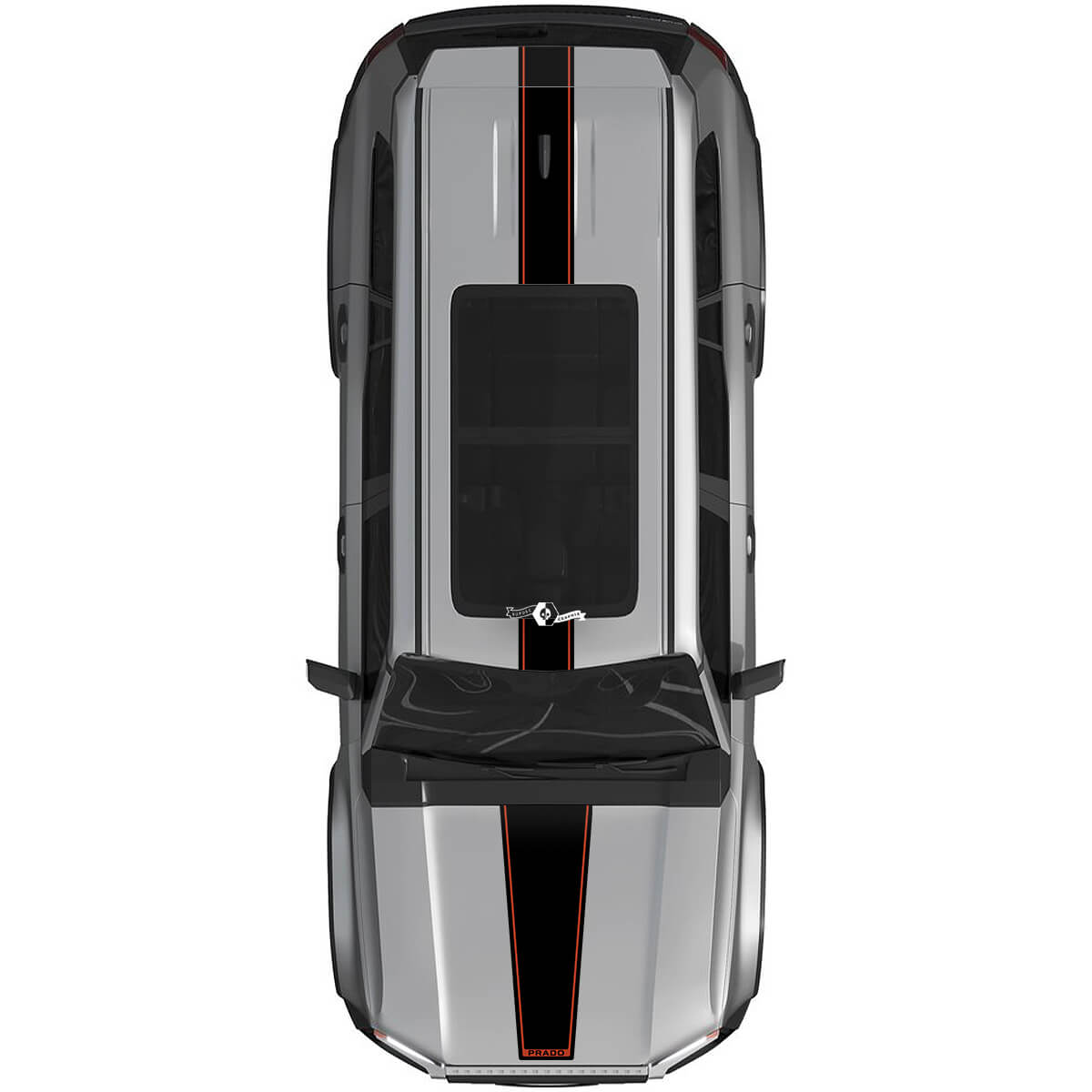 Toyota Land Cruiser Prado Hood and Roof Stripes Rally Decals Sticker - Vinyl Graphic Kit 2