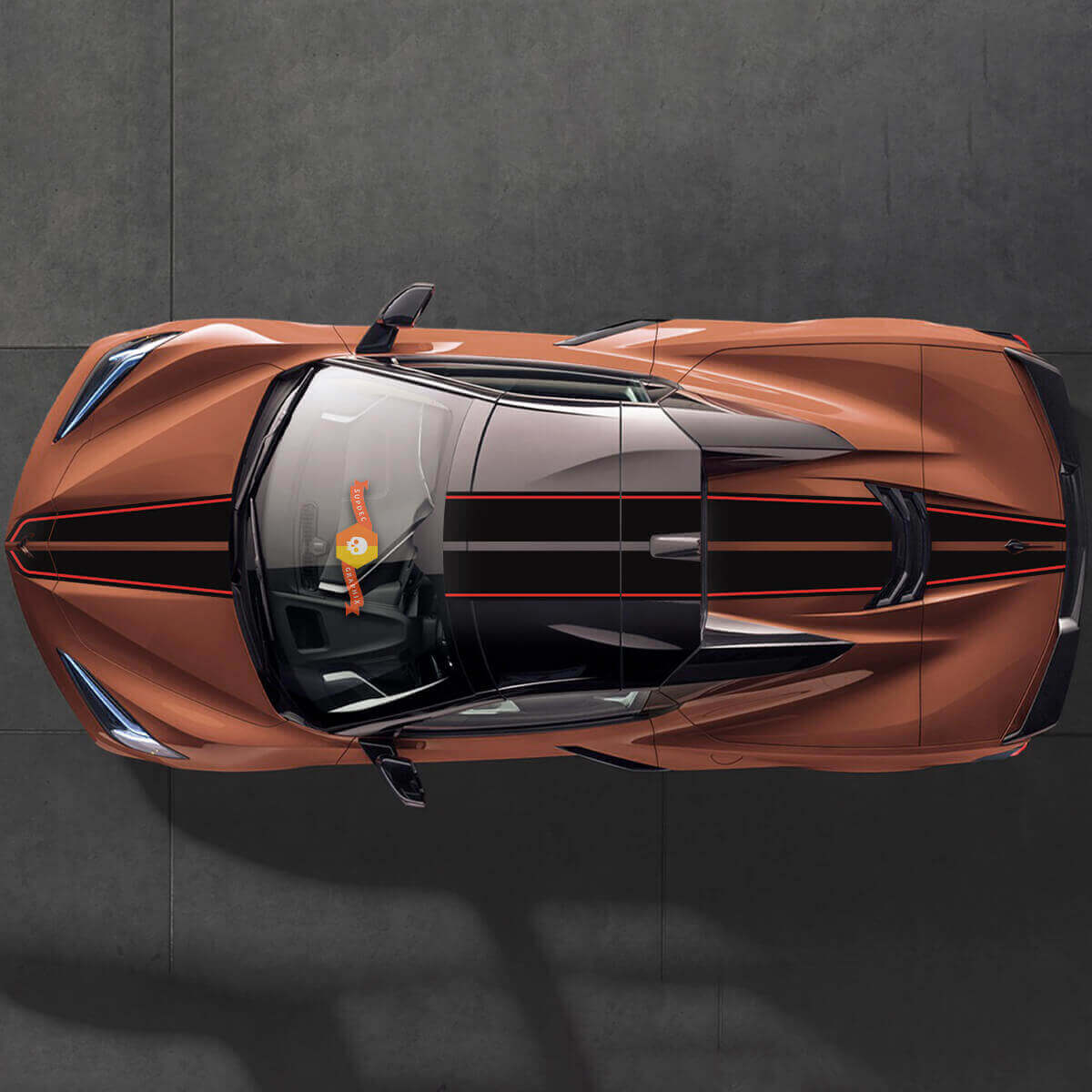 Chevrolet Corvette C8 Stingray Eray Z06 Models Hood Roof Rear Stripes Corvette Full-Length Dual Sticker Decal Stripes
