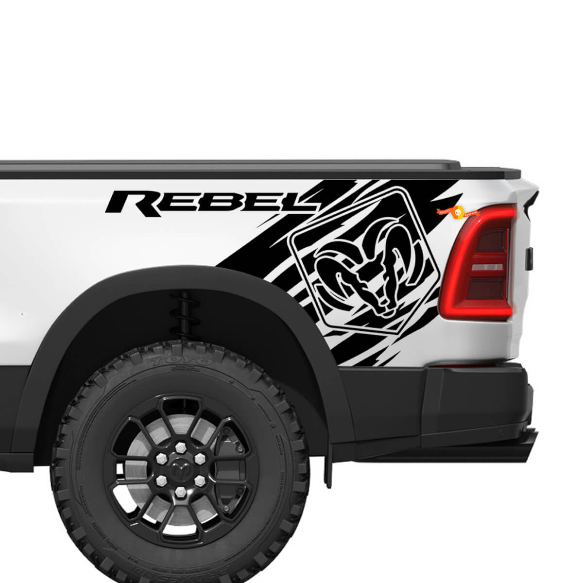 Dodge Ram Rebel Grunge Logo Truck bed Vinyl Decal Sticker Graphic 2