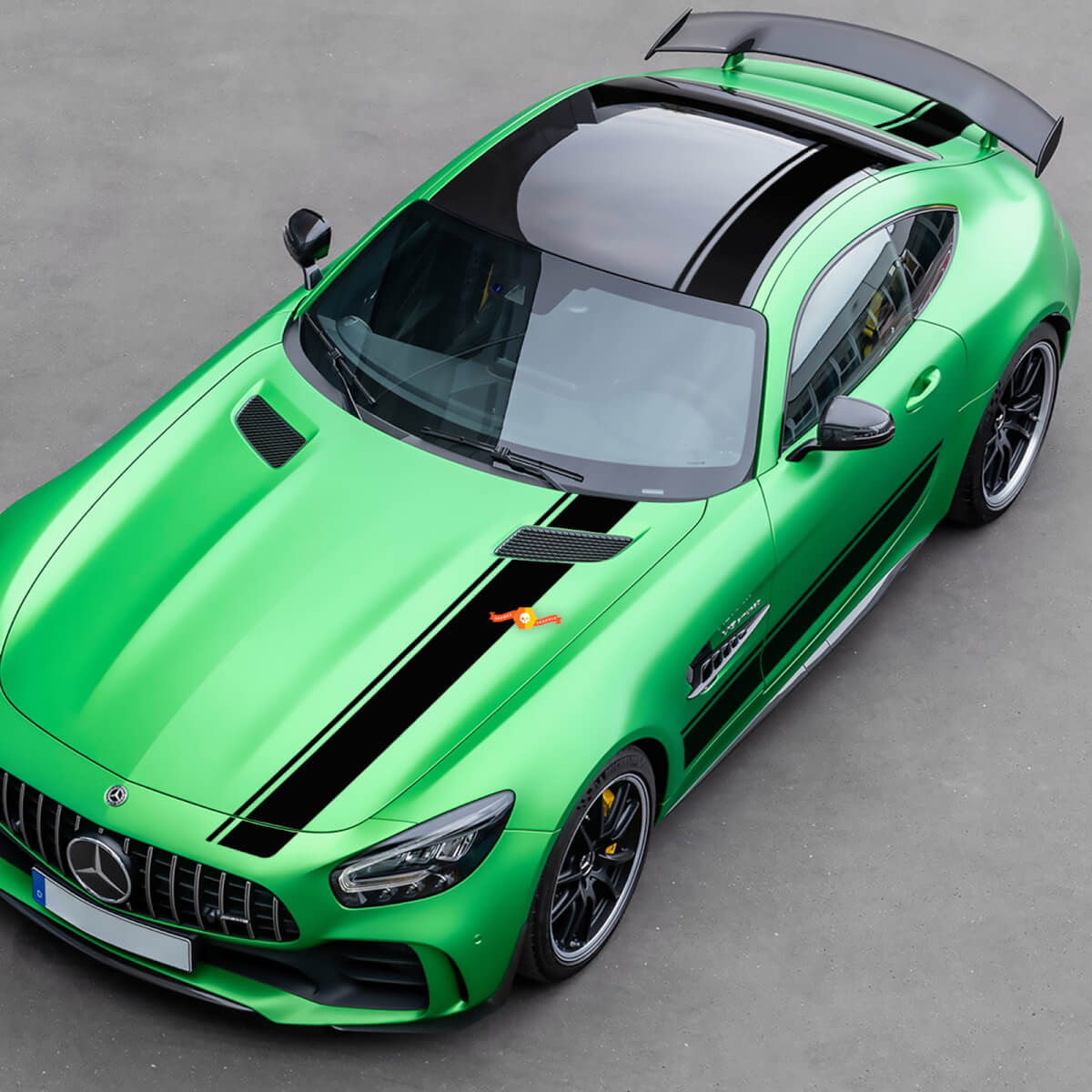 Mercedes Benz AMG GT R PRO ଦାହନରେ & ହୁଡ଼ ରୁଫ୍ ଟ୍ରଙ୍କ୍ ଷ୍ଟ୍ରାଇପ୍ ଡେକାଲ୍ସ କିଟ୍ ଭିନିଲ୍ ଗ୍ରାଫିକ୍ ସ୍ଟିକର୍‌ଗୁଡ଼ିକ୍‌ସ୍
