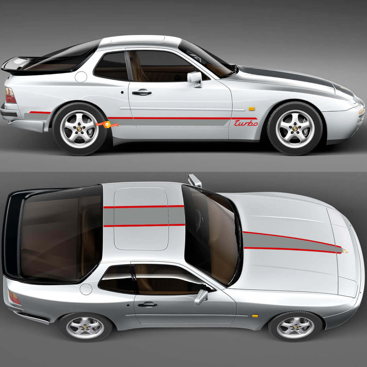 Porsche 944 Turbo Stripes Sides Hood Roof Kit - Custom Vinyl Decal Graphics