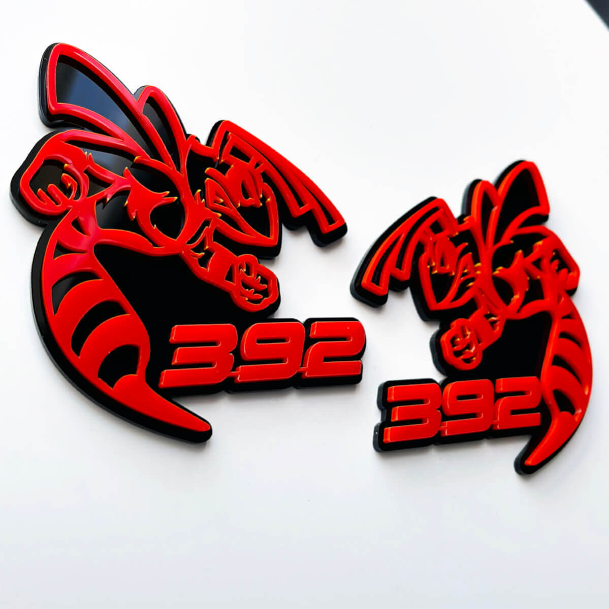 Hornet Bee 392 3D Badge Black vs Red Fender Badges Emblem