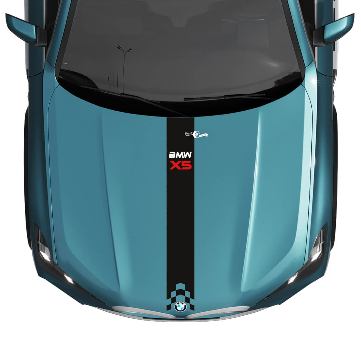 BMW X5 G05 ହୁଡ ସେଣ୍ଟ୍ରାଲ ଗ୍ରେଡିୟନ୍ଟ ଷ୍ଟ୍ରାଇପ୍ ଡିକାଲ୍ ଭିନିଲ୍ ଷ୍ଟିକର୍ 2
