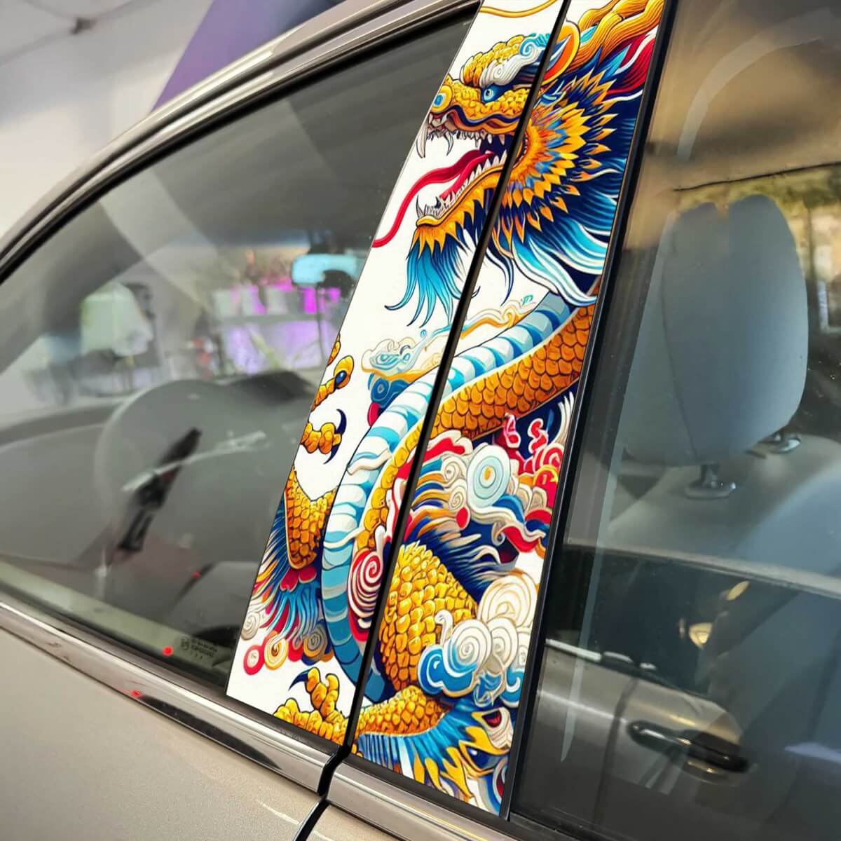 Japanese Dragon style Pillar Doors Car Decal Sticker Wrap Custom Vinyl Graphics for Vehicle Styling