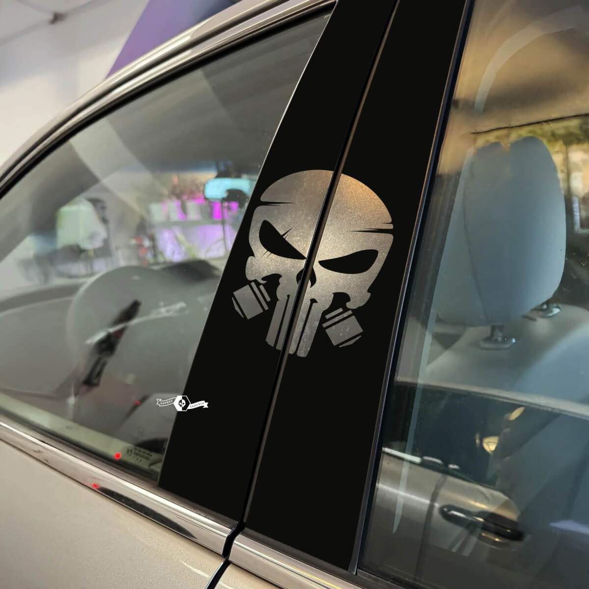 Punisher Skull style Pillar Doors Car Decal Vinyl Sticker Wrap