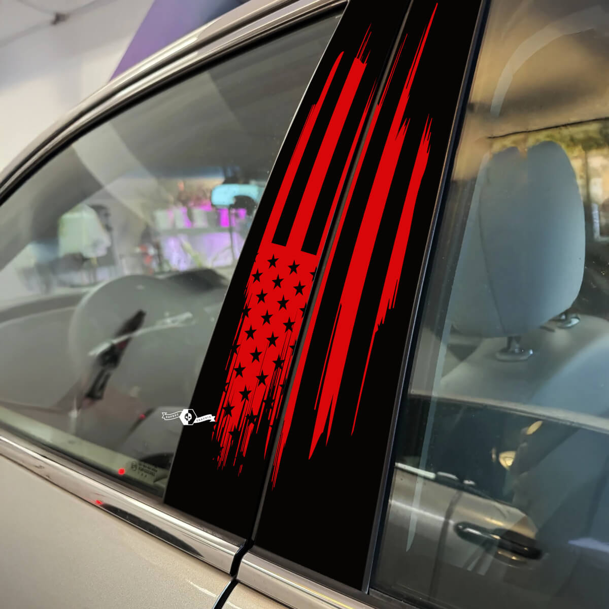 US USA Flag American Flag Patriotic style Pillar Doors Car Decal Vinyl Sticker Wrap