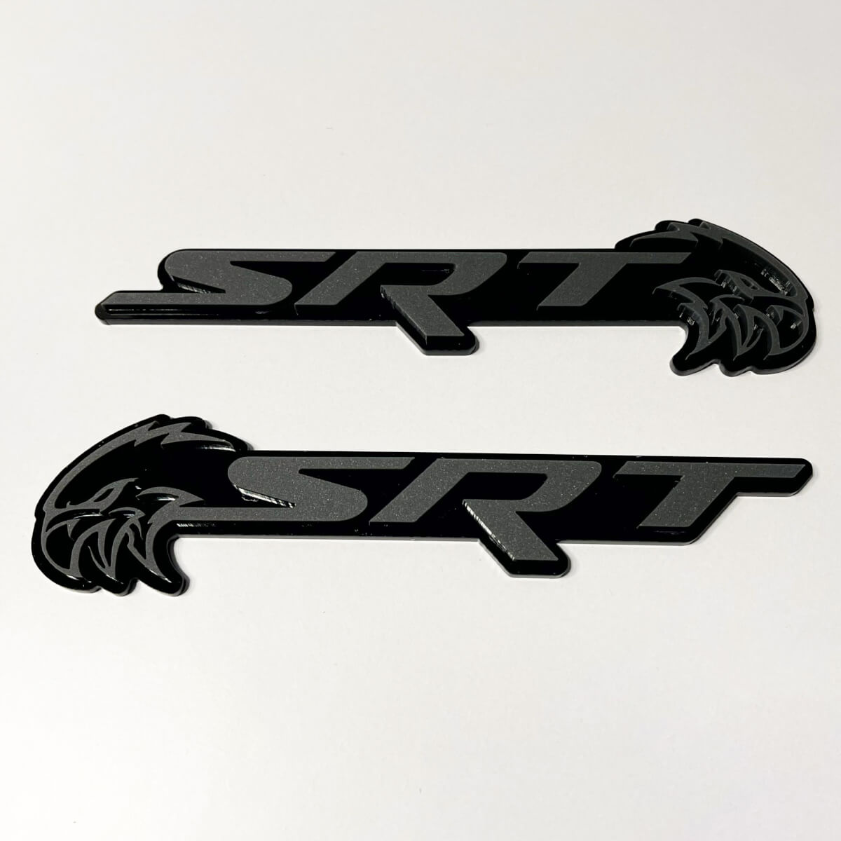 SRT Trackhawk 3D Badge Black vs Grey Fender Badges Emblem 3