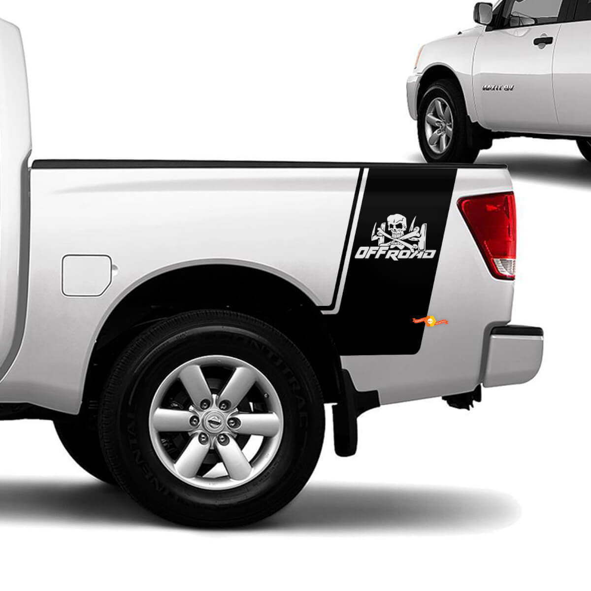 Nissan Titan Bedside Off Road Skull Stripes Vinyl Stickers Decals Graphics