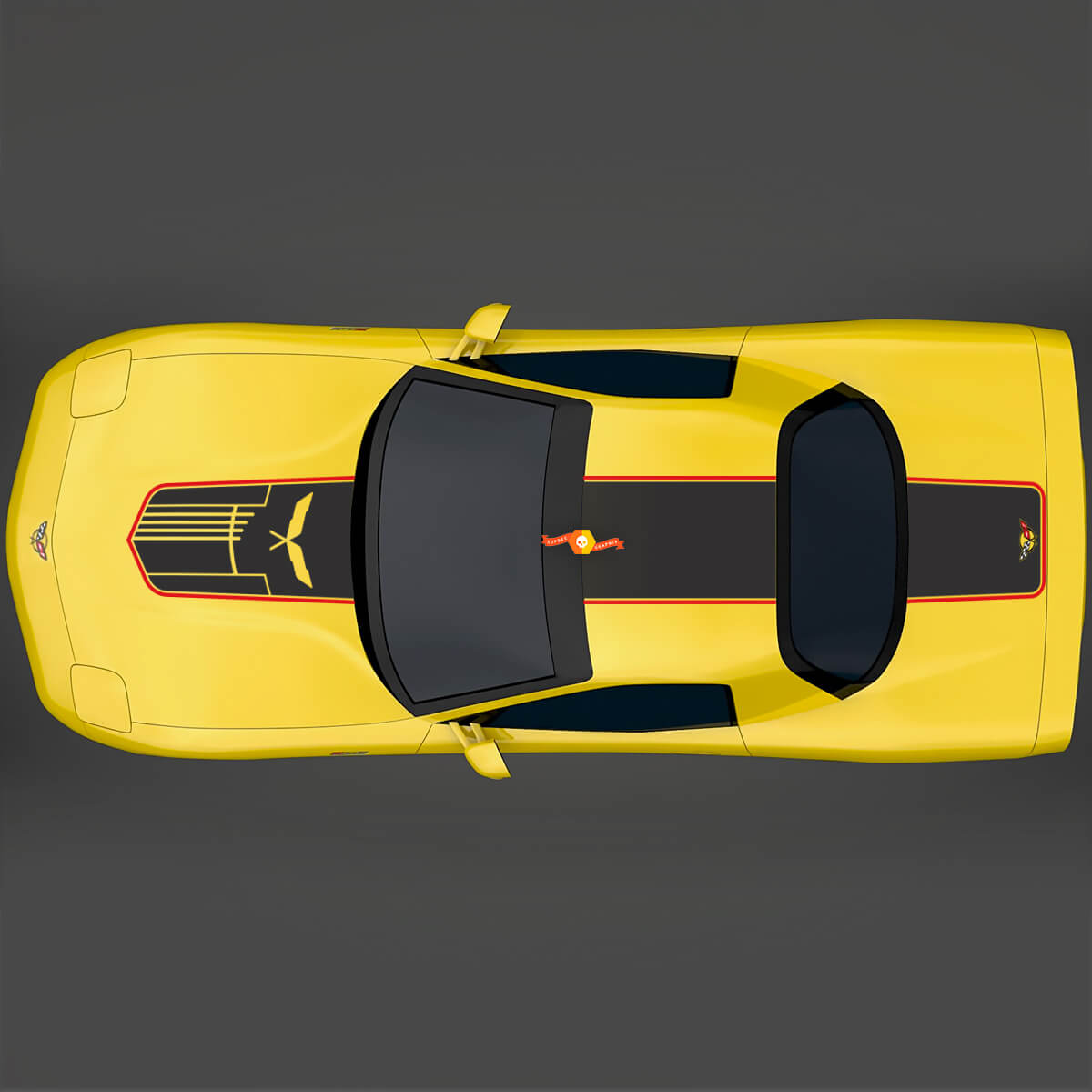 Chevy Corvette C5 Hood Decal Stripes Jake Skull