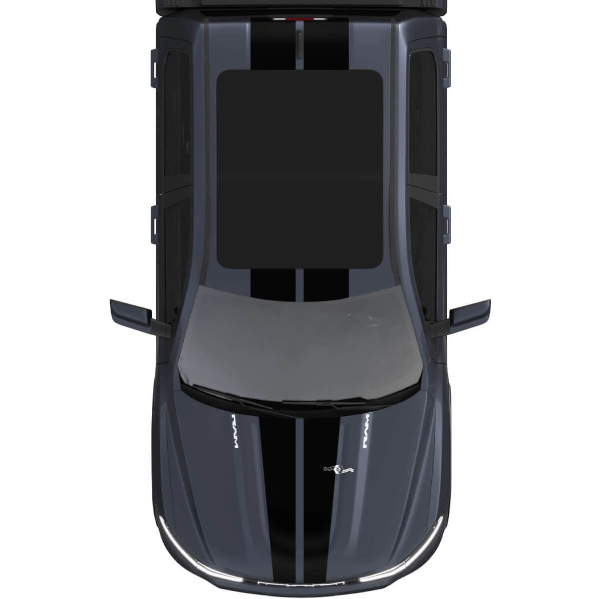 Hood and Roof Dual Central Stripes for Dodge RAM 1500 REV Vinyl Decals Stickers Graphics