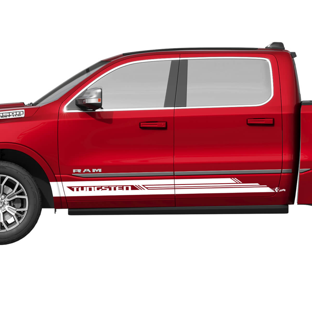 Side Rocker Panel Stripes Vinyl Decals Stickers Graphics for Dodge RAM 1500 TUNGSTEN

