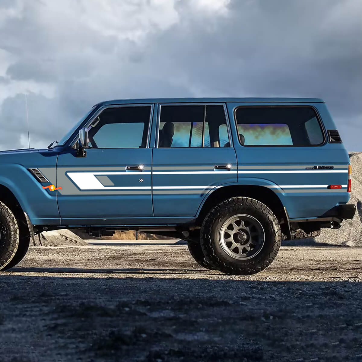 Retro Stripes ପକା ଦ୍ୱାର ଭିନାଇଲ ଡିକାଲ୍ସ ଷ୍ଟିକର୍‌ଗୁଡ଼ିକ 1988 ଟୋୟୋଟା ଲ୍ୟାଣ୍ଡ କ୍ରୁଜ଼ର୍‌ପାଇଁ।
