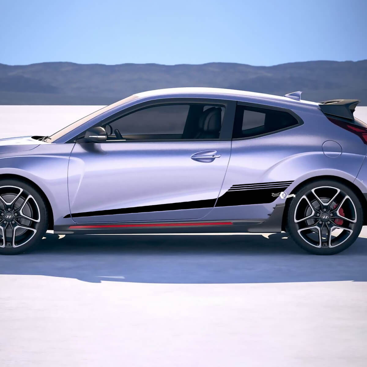 2x Door Side Strobe Racing Stripes Vinyl Stickers Decal fit to Hyundai Veloster