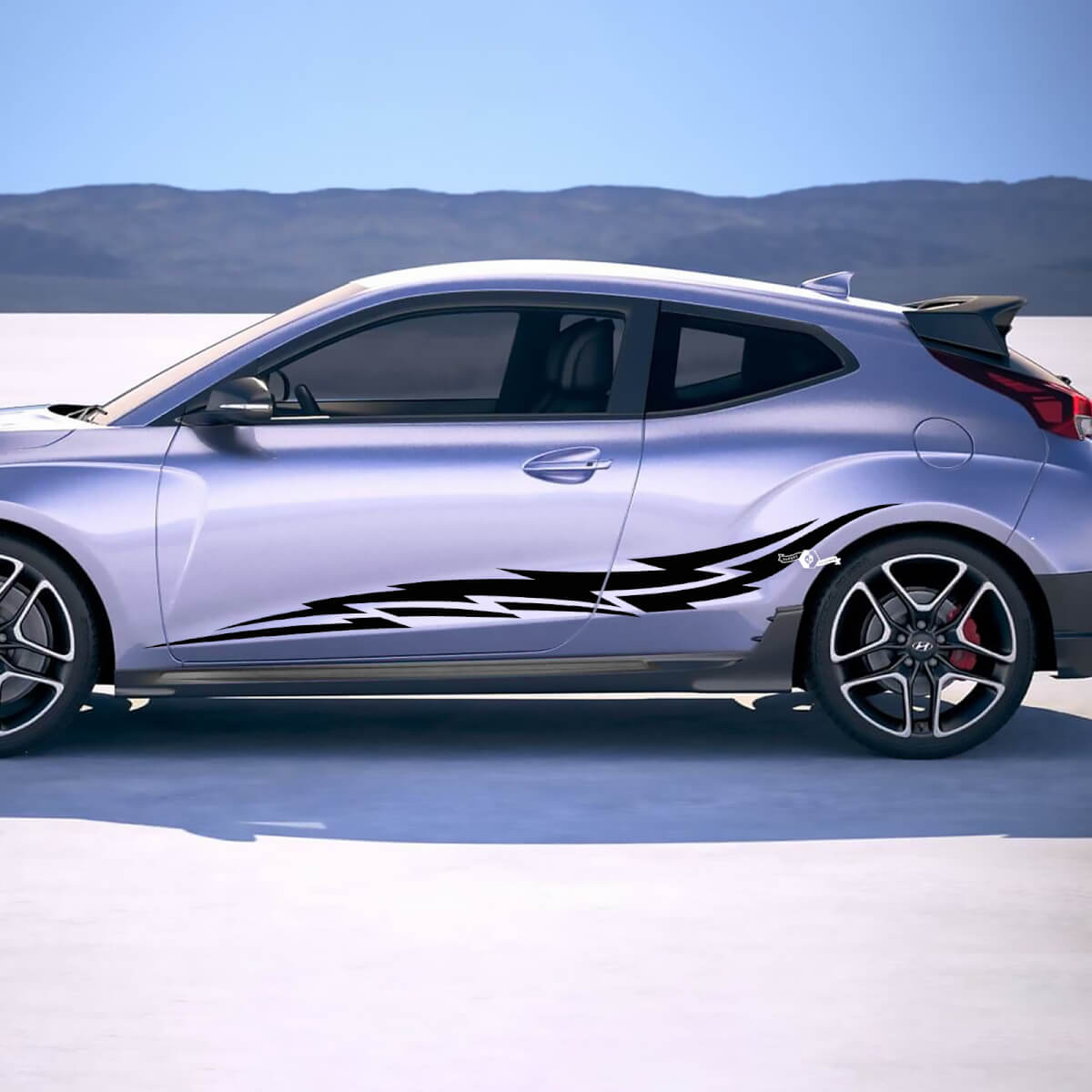 2x Door Side Tribal Racing Stripes Vinyl Stickers Decal fit to Hyundai Veloster