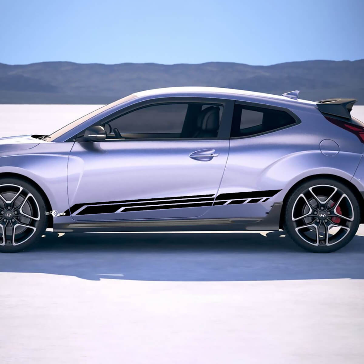 2x Door Side Racing Stripes Vinyl Stickers Decal fit to Hyundai Veloster 3