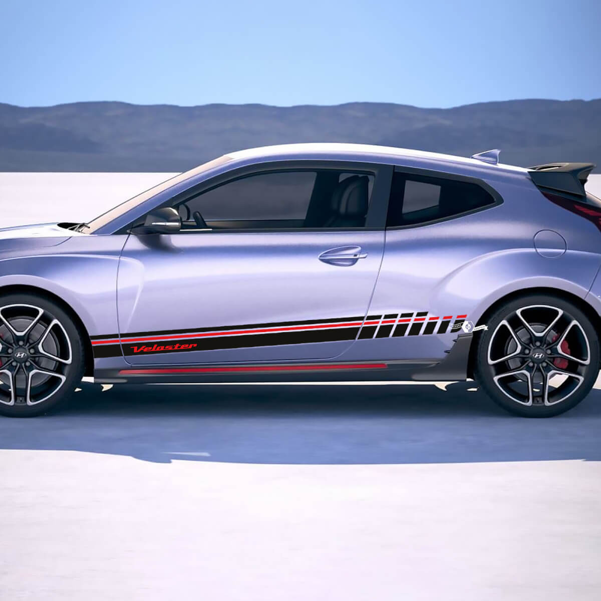 Side Racing Strobe Stripes Vinyl Stickers Decal fit to Hyundai Veloster
