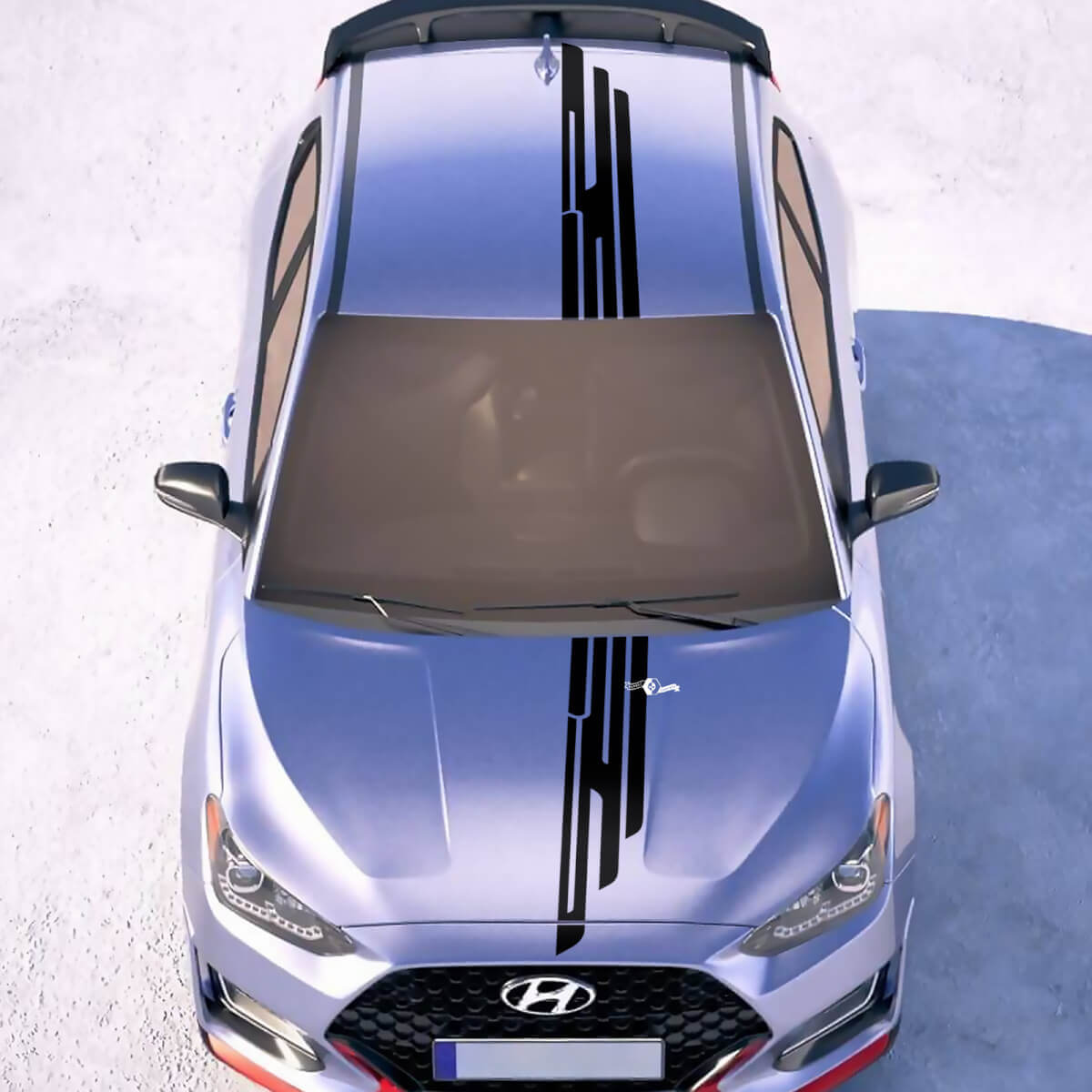 Hood and Roof Central Wing Racing Stripes Vinyl Stickers Decal fit to Hyundai Veloster 2