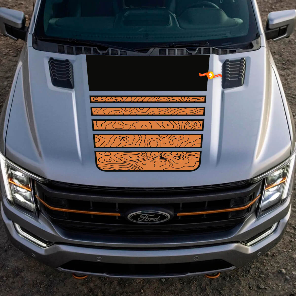 Ford F-150 Tremor Pickup Hood Central Graphics Topographic Map Ford Vinyl Decals 2 Colors
