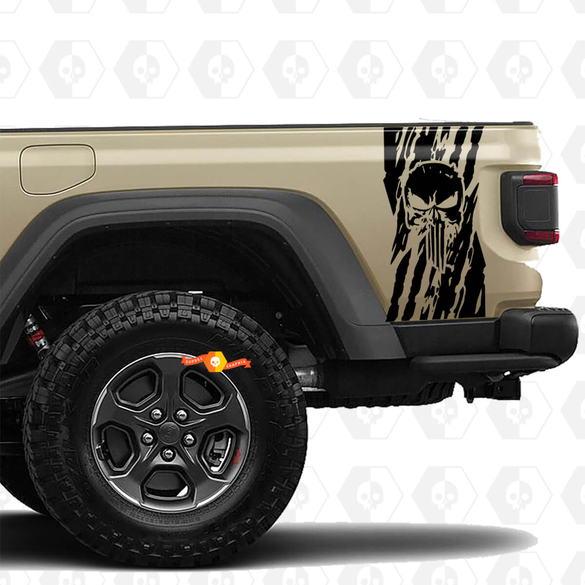  Jeep Gladiator USA Flag Destroyed Punisher Decals Vinyl Graphics  Bed Side Vinyl Decals