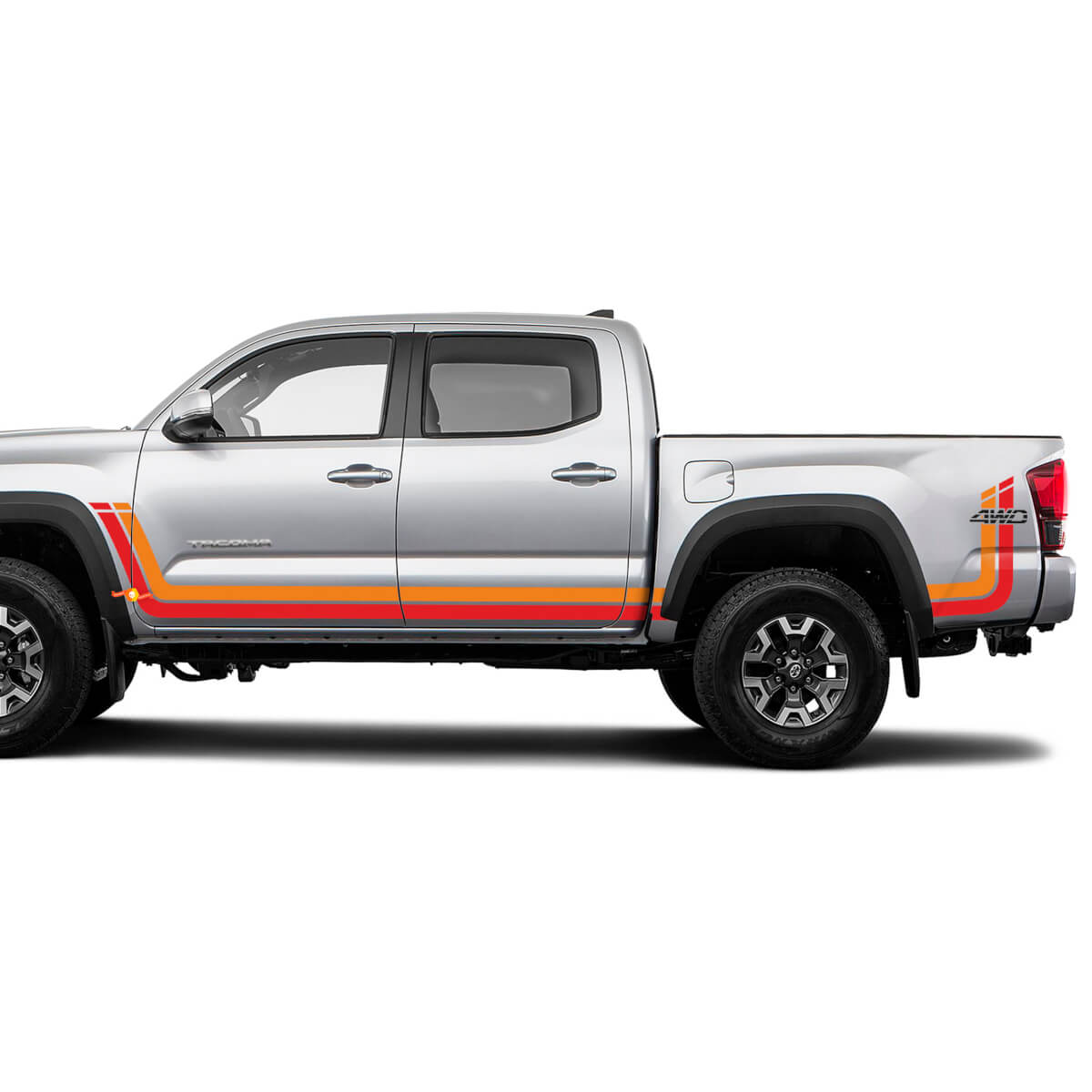 TRD 4WD Rear Frond Side Retro Heritage Stripes Vinyl Decal Sticker for Toyota Tacoma