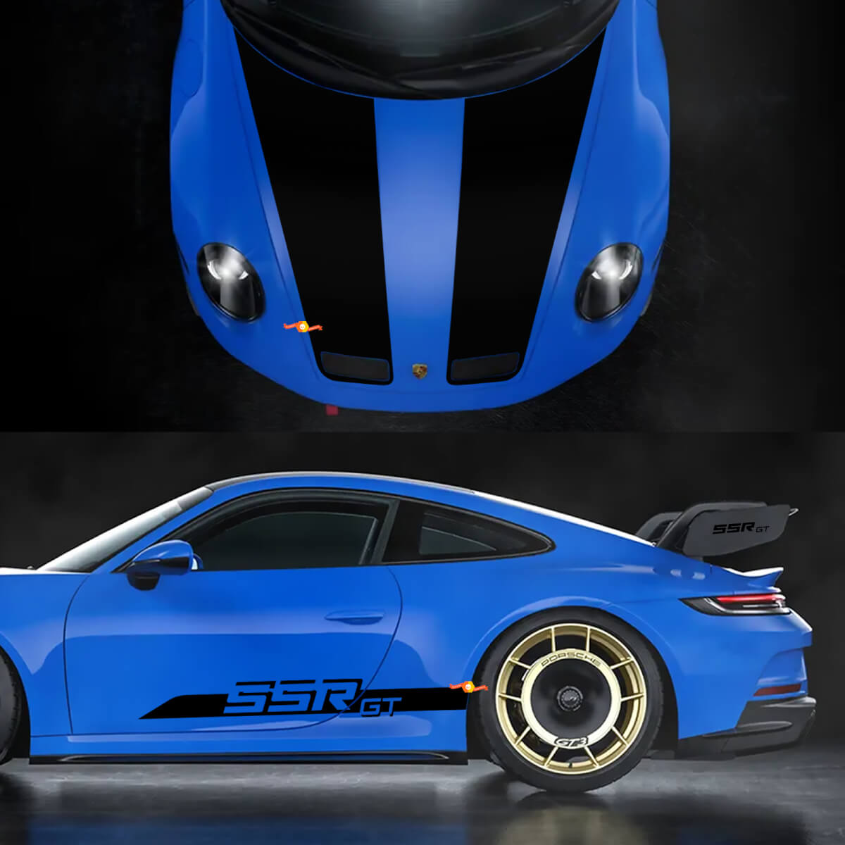 Porsche SSR GT Carrera Stripes – Side and hood Decal Sticker