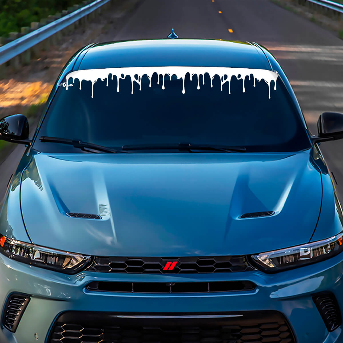 Blood Windshield Stripe Banner Decal Sticker - Custom Vinyl Graphics fit to Dodge Hornet
