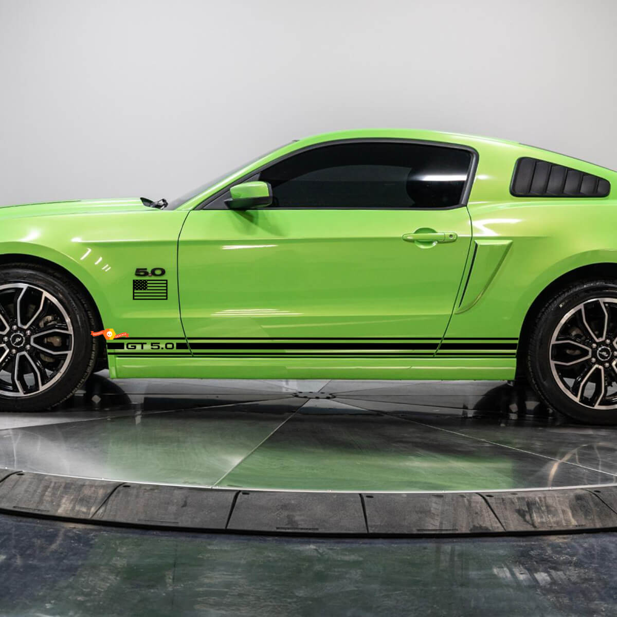 Rocker Panel 5.0 GT Stripe Kit with US flag Vinyl Decal Sticker for Ford Mustang