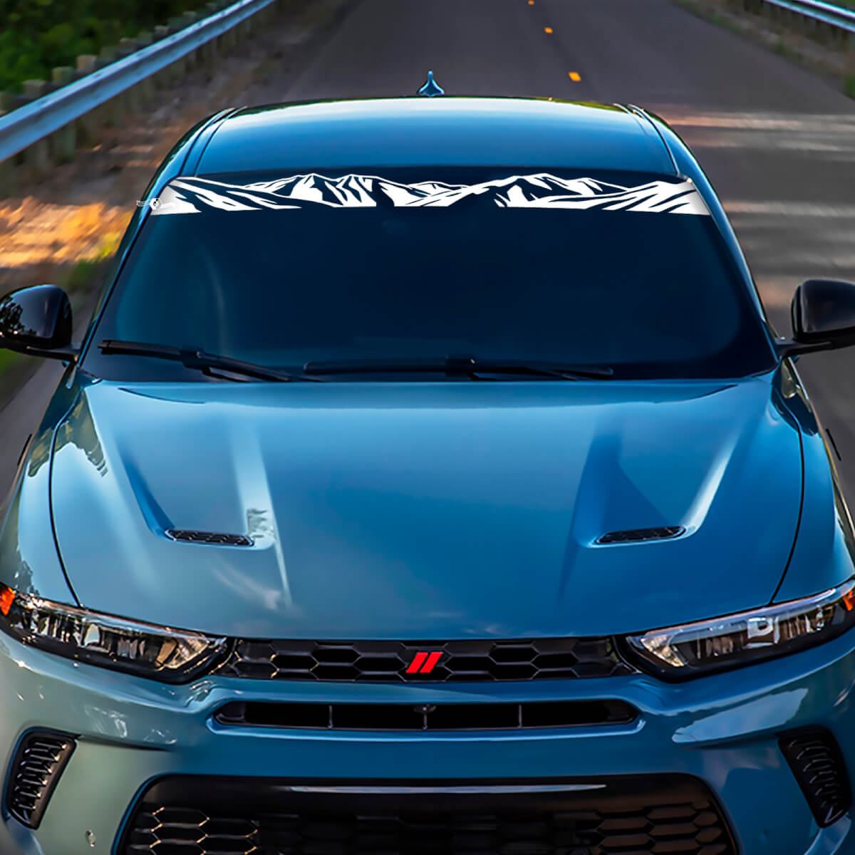 Windshield Mountains Banner Decal Sticker - Custom Vinyl Graphics fit to Dodge Hornet
