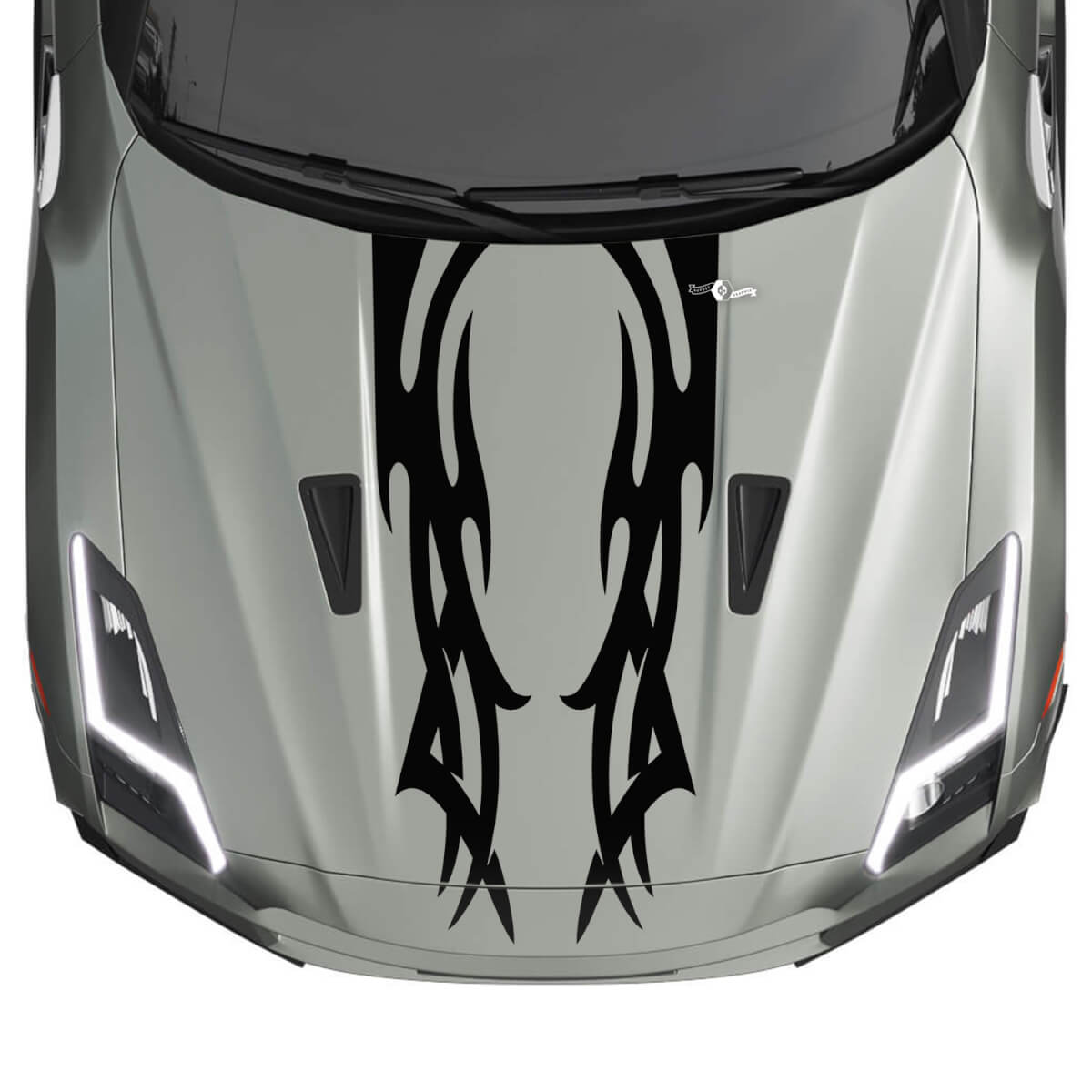 Hood Dual Tribal Graphics Stripes Decal Kit for Nissan GT-R
