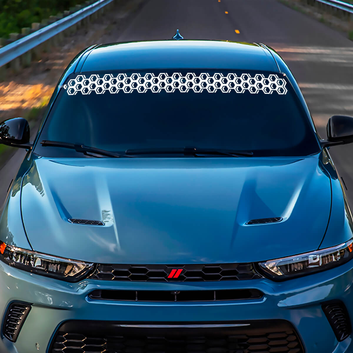 Windshield Honeycomb Banner Decal Sticker - Custom Vinyl Graphics fit to Dodge Hornet 3
