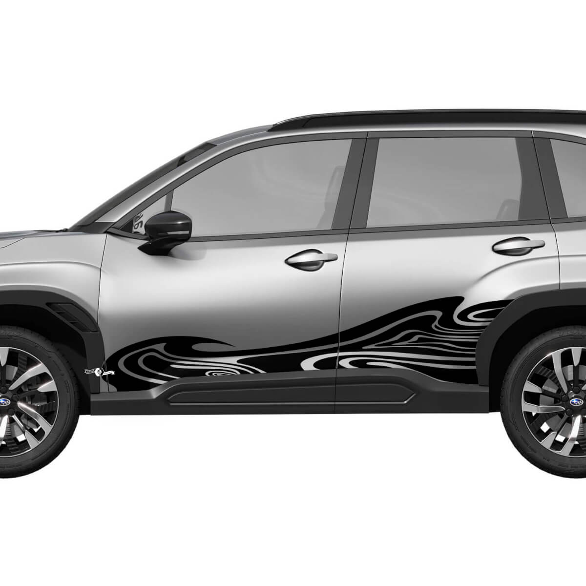 Side Doors Wave Racing Stripes Vinyl Decal - Graphic Sticker universal fit Suba Forester 1