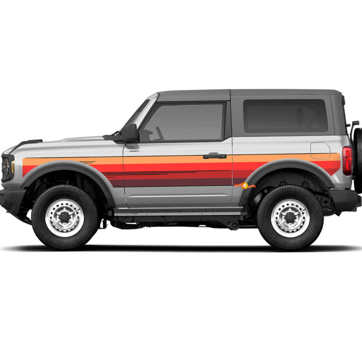 Pair Side Door Retro Vintage Stripes Vinyl Decals Stickers for Ford Bronco 2
