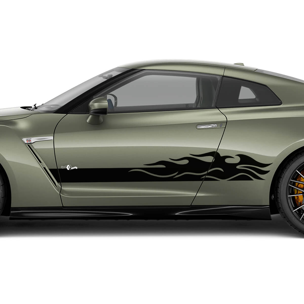 Side Doors Flames Stripes Decal Kit for Nissan GT-R